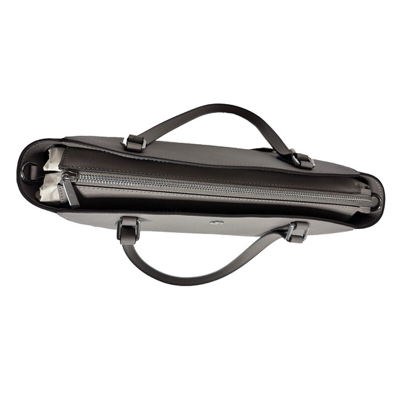 NWT! TORY BURCH EMERSON SMALL TOP ZIP LEATHER TOTE SHOULDER BAG GRAY HERON - Picture 8 of 11